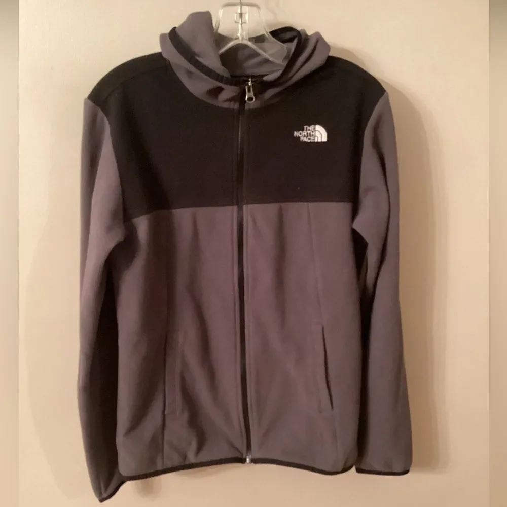 THE NORTH FACE BOYS XL ’FULL ZIP LIGHTWEIGHT HOODED FLEECE  GRAY  BLACK